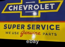 Panneau en émail de porcelaine Chevrolet 36x20 pouces double face