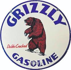 Panneau en émail de porcelaine Grizzly Gasoline, taille 30x30 pouces, double face.