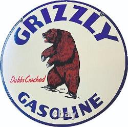 Panneau en émail de porcelaine Grizzly Gasoline, taille 30x30 pouces, double face.