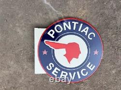 Panneau en émail de service Pontiac en porcelaine 24x24 pouces double face avec flasque