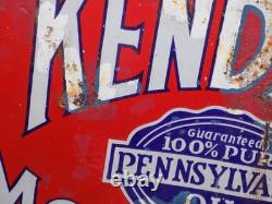 Panneau en émail double face vintage 'Demandez à Kendall Motor Oils'