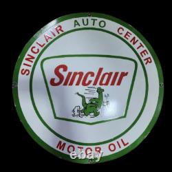 Panneau en émail en porcelaine Sinclair Oil 30 pouces double face