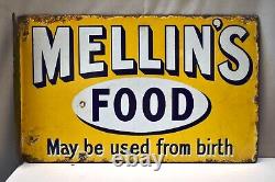 Panneau en émail et porcelaine de réclame double face rare pour Vintage Mellin's Food