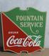 Panneau En &eacute;mail Porcelaine Coca-cola Service &agrave; La Fontaine 26 X 22,5 Pouces Recto Verso