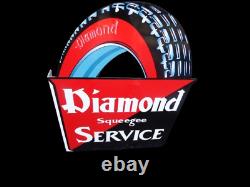 Panneau en émail porcelainé Diamond Service de 28 pouces, double face avec bride