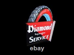 Panneau en émail porcelainé Diamond Service de 28 pouces, double face avec bride