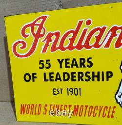 Panneau en émail porcelaine Indian Motorcycle 18 x 10 pouces double face