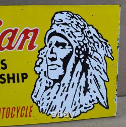 Panneau en émail porcelaine Indian Motorcycle 18 x 10 pouces double face