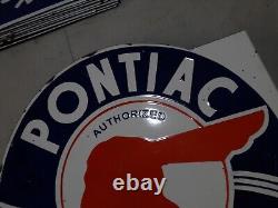 Panneau en émail porcelaine Pontiac 24x24 pouces double face avec rebord