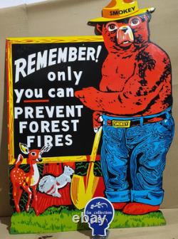 Panneau en émail porcelaine Smokey Prévenir les Incendies de Forêt 42 x 30 pouces double face