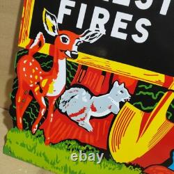 Panneau en émail porcelaine Smokey Prévenir les Incendies de Forêt 42 x 30 pouces double face