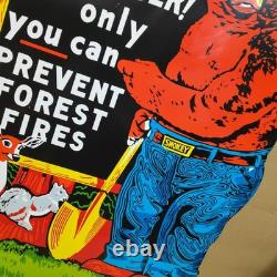 Panneau en émail porcelaine Smokey Prévenir les Incendies de Forêt 42 x 30 pouces double face