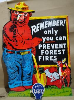 Panneau en émail porcelaine Smokey Prévenir les Incendies de Forêt 42 x 30 pouces double face