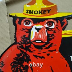 Panneau en émail porcelaine Smokey Prévenir les Incendies de Forêt 42 x 30 pouces double face