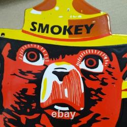 Panneau en émail porcelaine Smokey Prévenir les Incendies de Forêt 42 x 30 pouces double face