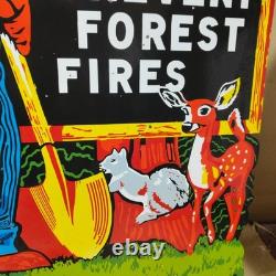 Panneau en émail porcelaine Smokey Prévenir les Incendies de Forêt 42 x 30 pouces double face