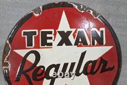 Panneau en émail porcelaine de gazoline régulière Texan 20 pouces double face