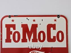 Panneau en émail porcelaine double face Vintage Ford Fomoco (18 x 13½)