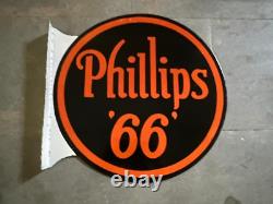 Panneau en émail rare en porcelaine Philips 66, 24x24 pouces, double face