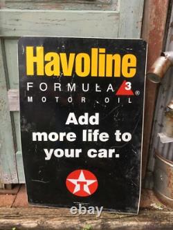 Panneau en métal Havoline Motor Oil Texaco vintage 24in x 36in double face station-service