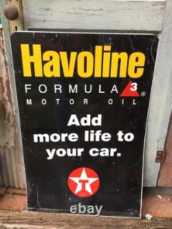 Panneau en métal Havoline Motor Oil Texaco vintage 24in x 36in double face station-service