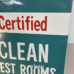 Panneau en métal double face certifié 'Toilettes propres' de Phillips Petroleum vintage