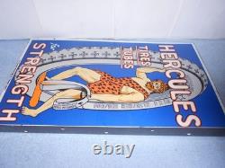 Panneau en métal émaillé d'essence et d'huile Vintage Hercules Tires & Tubes 20, avec rebord