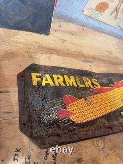Panneau en métal vintage double face Farmers Pride 7x18