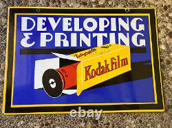 Panneau en porcelaine Kodak Développement et impression de film recto verso en métal suspendu