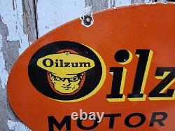Panneau en porcelaine Oilzum vintage 24 double face huile pour moteur station-service aux États-Unis