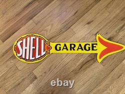 Panneau en porcelaine de station-service Shell vintage double face