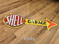 Panneau en porcelaine de station-service Shell vintage double face