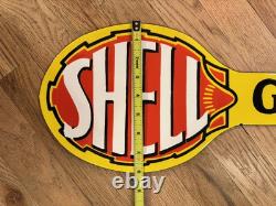 Panneau en porcelaine de station-service Shell vintage double face