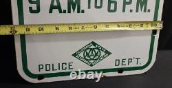 Panneau en porcelaine double face Département de police Association automobile de l'État de Californie Heures de stationnement