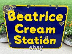 Panneau en porcelaine double face EARLY Beatrice Cream Station 22 x 18 Publicité