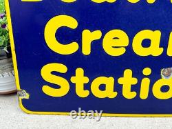 Panneau en porcelaine double face EARLY Beatrice Cream Station 22 x 18 Publicité