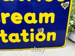 Panneau en porcelaine double face EARLY Beatrice Cream Station 22 x 18 Publicité