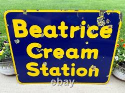 Panneau en porcelaine double face EARLY Beatrice Cream Station 22 x 18 Publicité