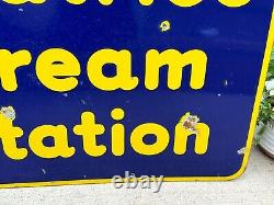 Panneau en porcelaine double face EARLY Beatrice Cream Station 22 x 18 Publicité