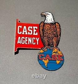 Panneau en porcelaine double face Eagle Machinery Vintage 18 Case pour voiture, gaz, huile, camion
