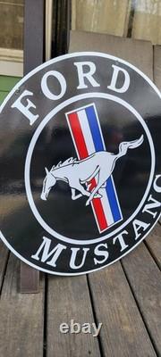 Panneau en porcelaine double face Ford Mustang de 30 pouces