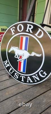 Panneau en porcelaine double face Ford Mustang de 30 pouces