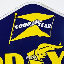 Panneau en porcelaine double face Goodyear Tires avec support original 1940 TAC 044104