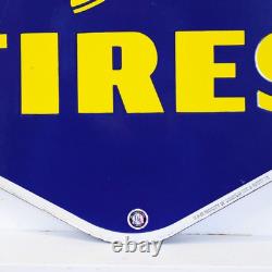 Panneau en porcelaine double face Goodyear Tires avec support original 1940 TAC 044104