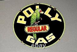Panneau en porcelaine double face Vintage 24 Polly Parrot pour concessionnaire de voitures essence et huile