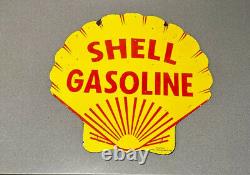 Panneau en porcelaine double face Vintage 25 Shell pour voiture, camion, essence, pétrole.