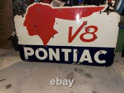 Panneau en porcelaine double face de concessionnaire Pontiac V8