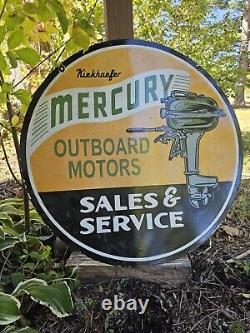 Panneau en porcelaine double face de concessionnaire de moteurs hors-bord Mercury vintage 30