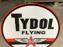 Panneau en porcelaine double face de grande taille (24 pouces) de Tydol Flying A Gasoline