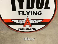 Panneau en porcelaine double face de grande taille (24 pouces) de Tydol Flying A Gasoline